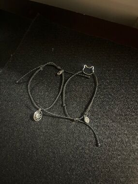 Pura Vida Black Braided Cord Bracelet with Silver Charms